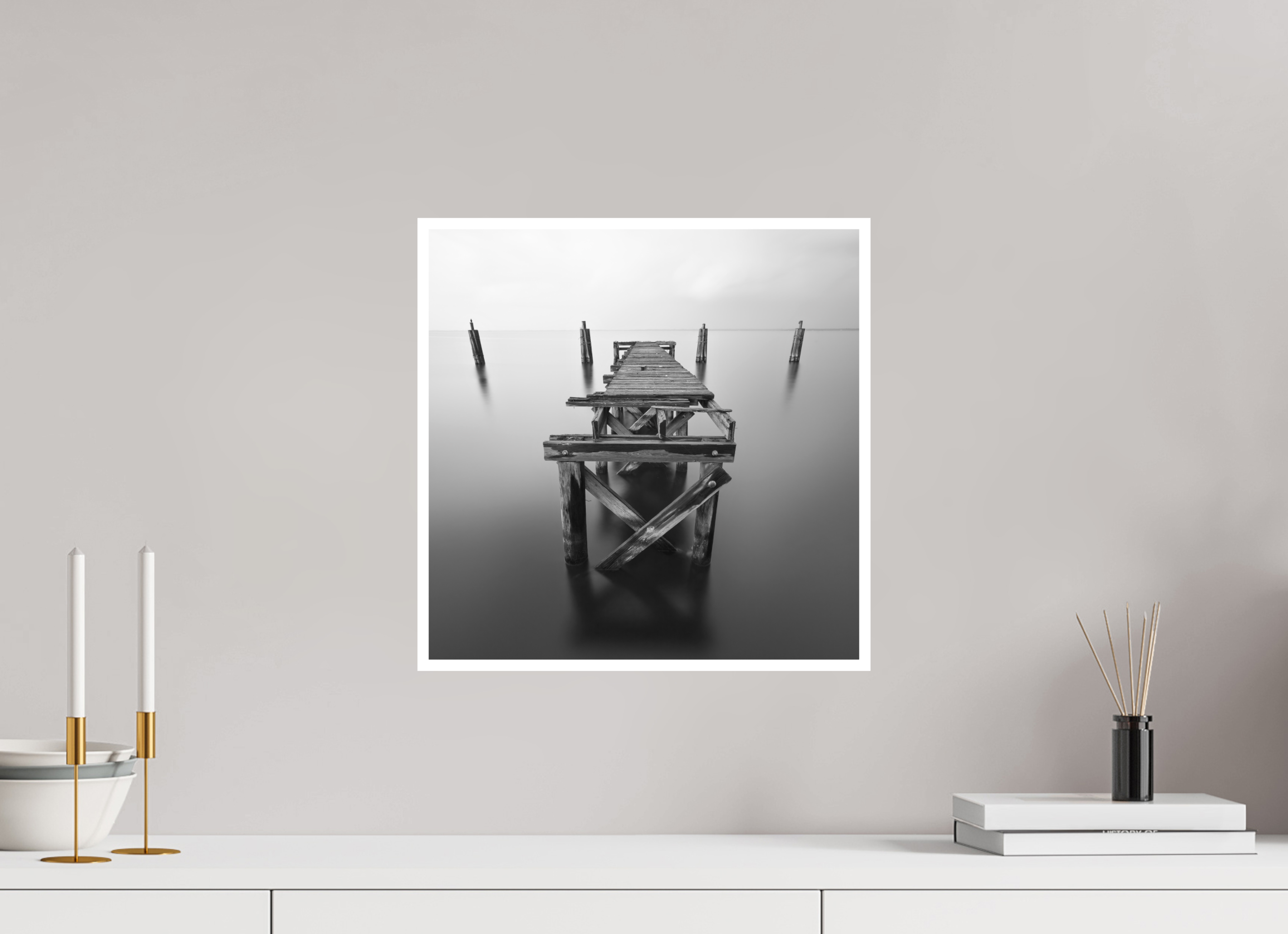 15 x 15″, Photo Print On Ilford Black and Whte Paper Lonely Dock — Black & White Fine Art Photography