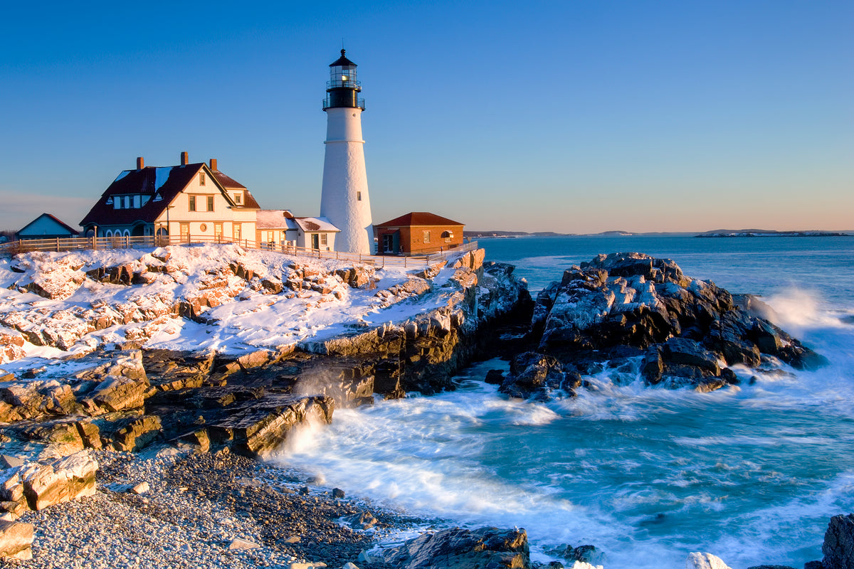 Portland Head Light at Sunrise — Maine Lighthouse Seascape