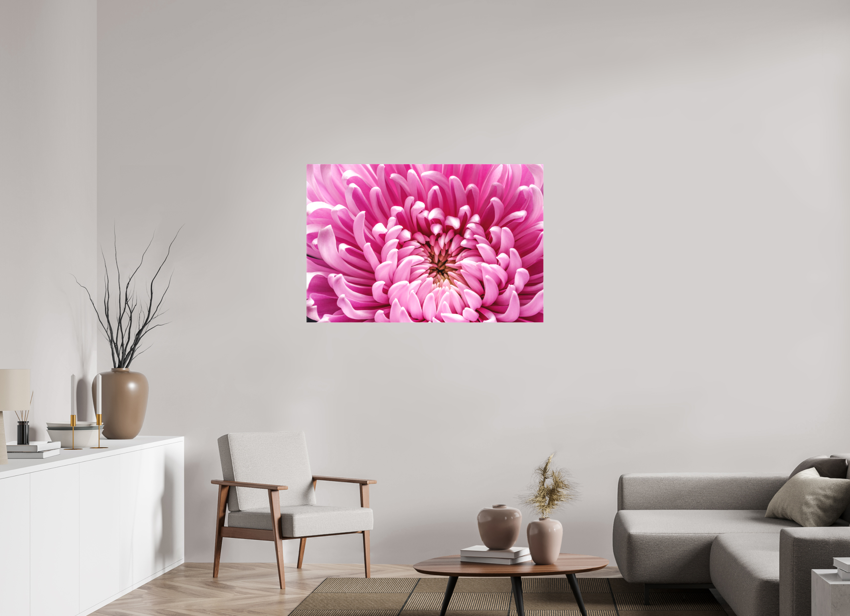 45 x 30″, Matte Canvas on Stretcher Frame 1.57 Pink Chrysanthemum Flower
