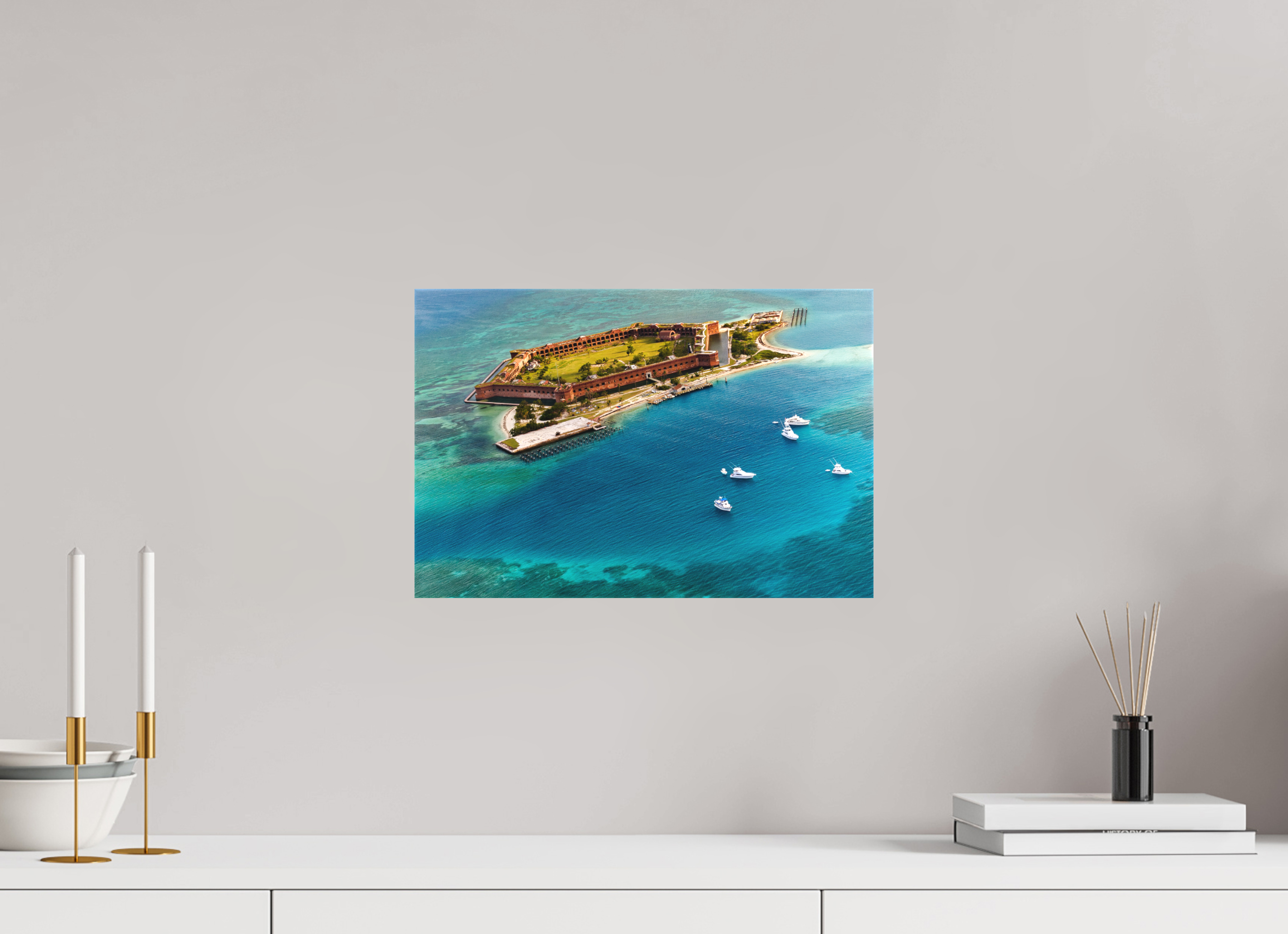 15 x 10″, Matte Canvas on Stretcher Frame 1.57 Fort Jefferson from Above — Dry Tortugas, Florida Keys