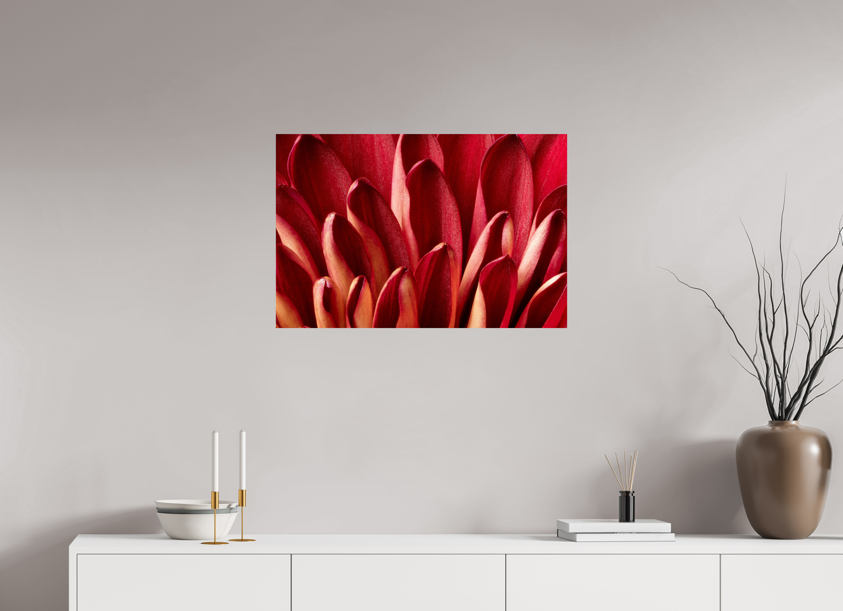 30 x 20″, ChromaLuxe HD Metal Print Red Mums Petals