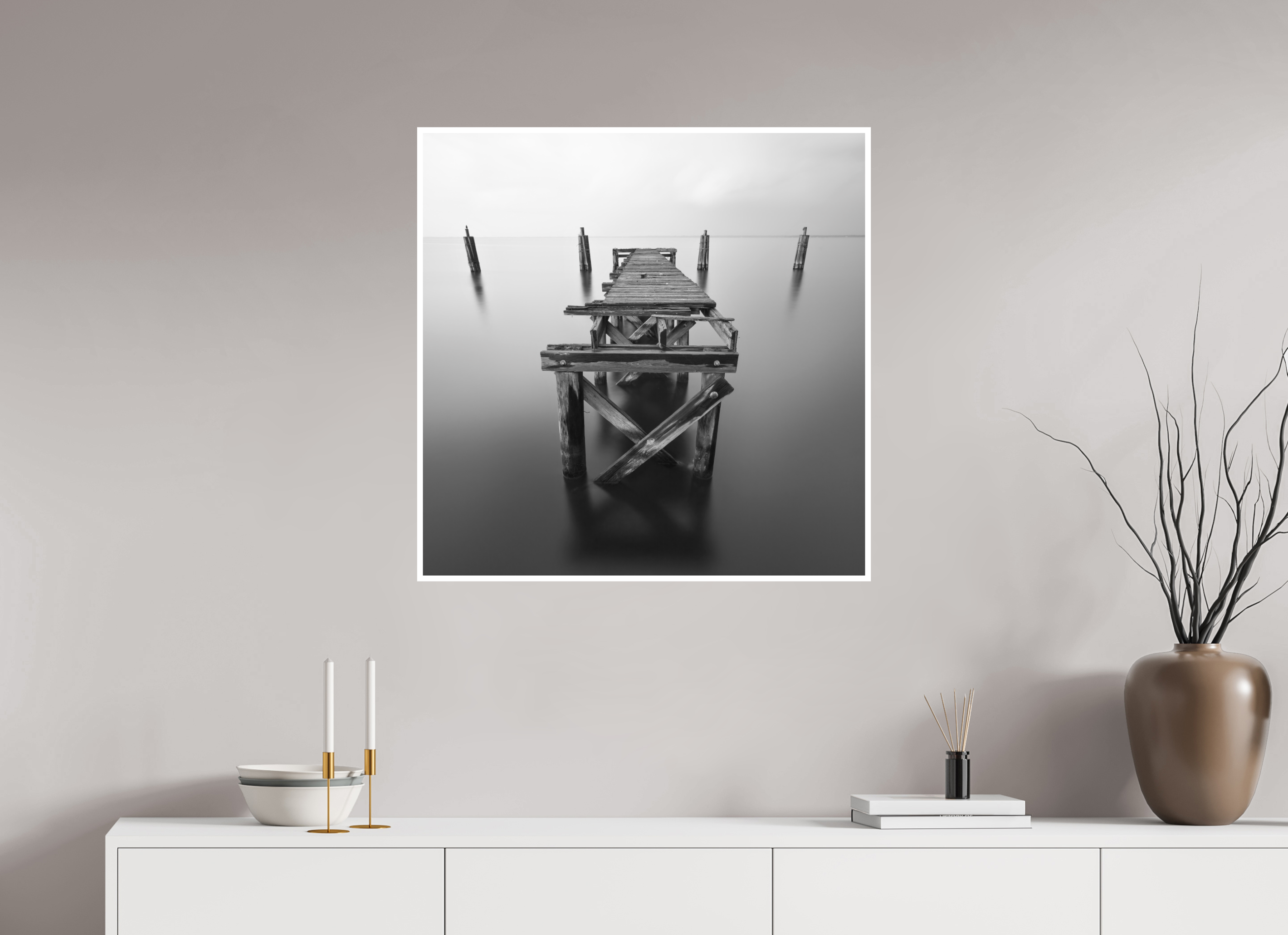 30 x 30″, Fine Art Print Lonely Dock — Black & White Fine Art Photography
