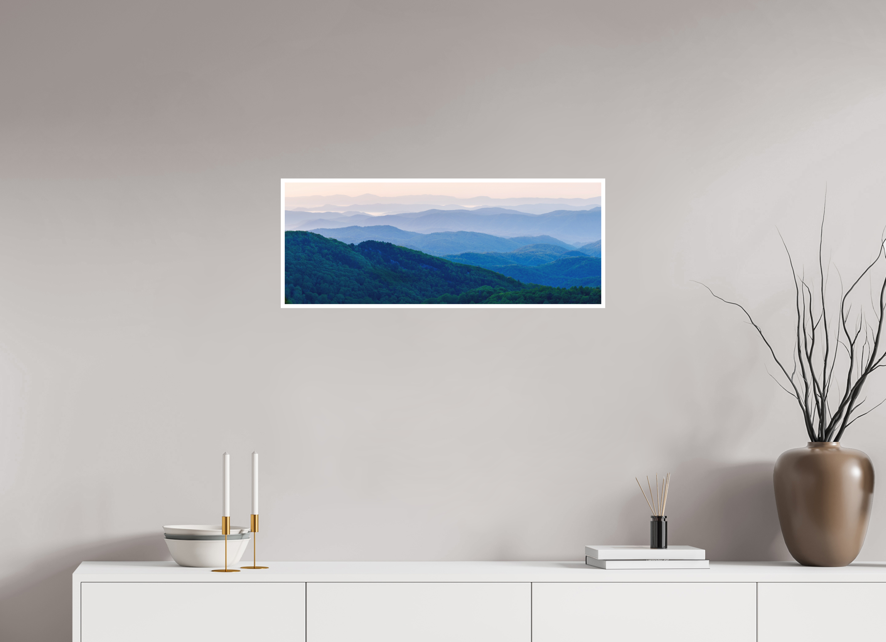31.2 x 12″, Photo Print On Fuji Crystal DP II, Matte Blue Ridge Mountains