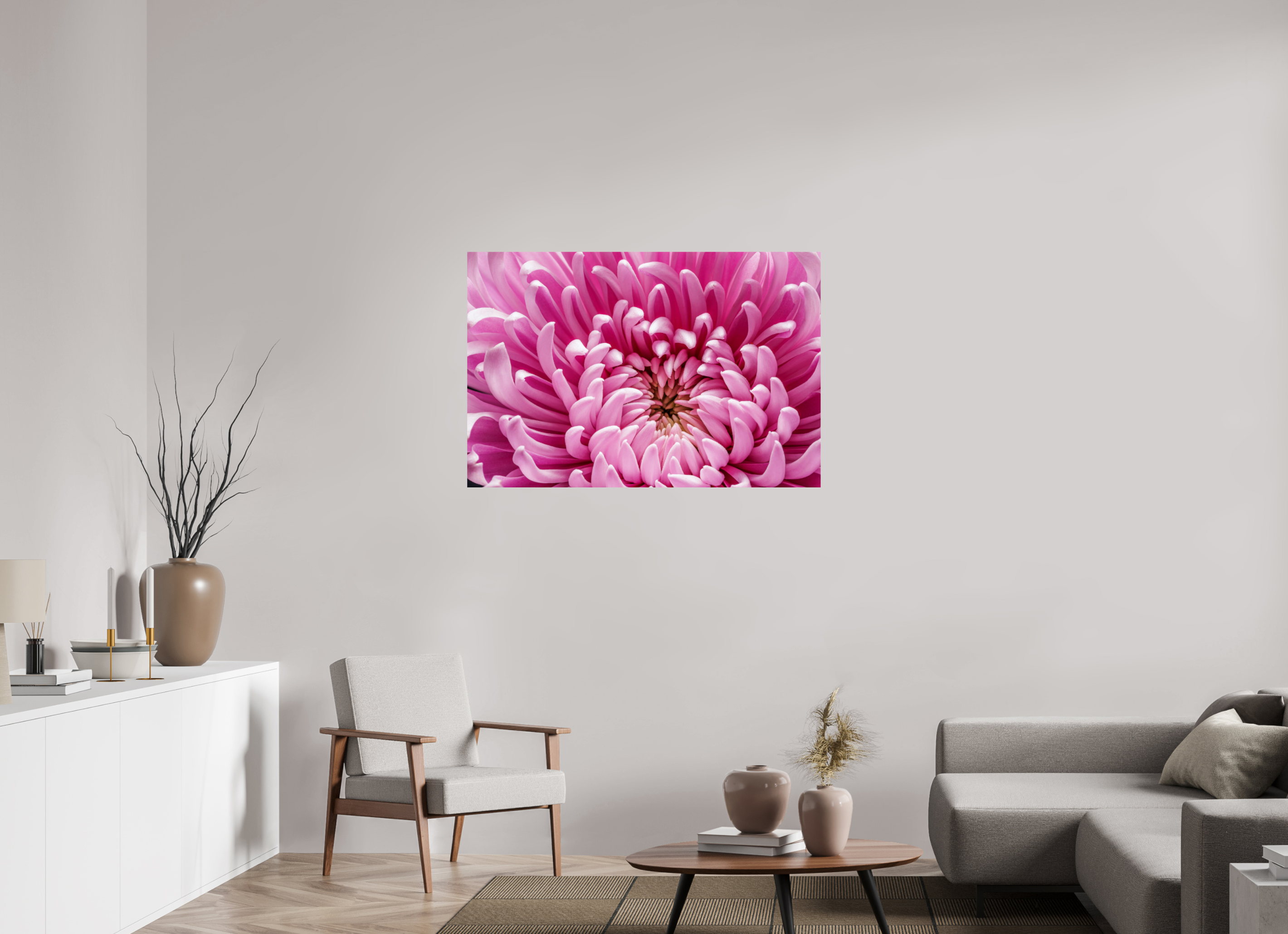 45 x 30″, ChromaLuxe HD Metal Print Pink Chrysanthemum Flower