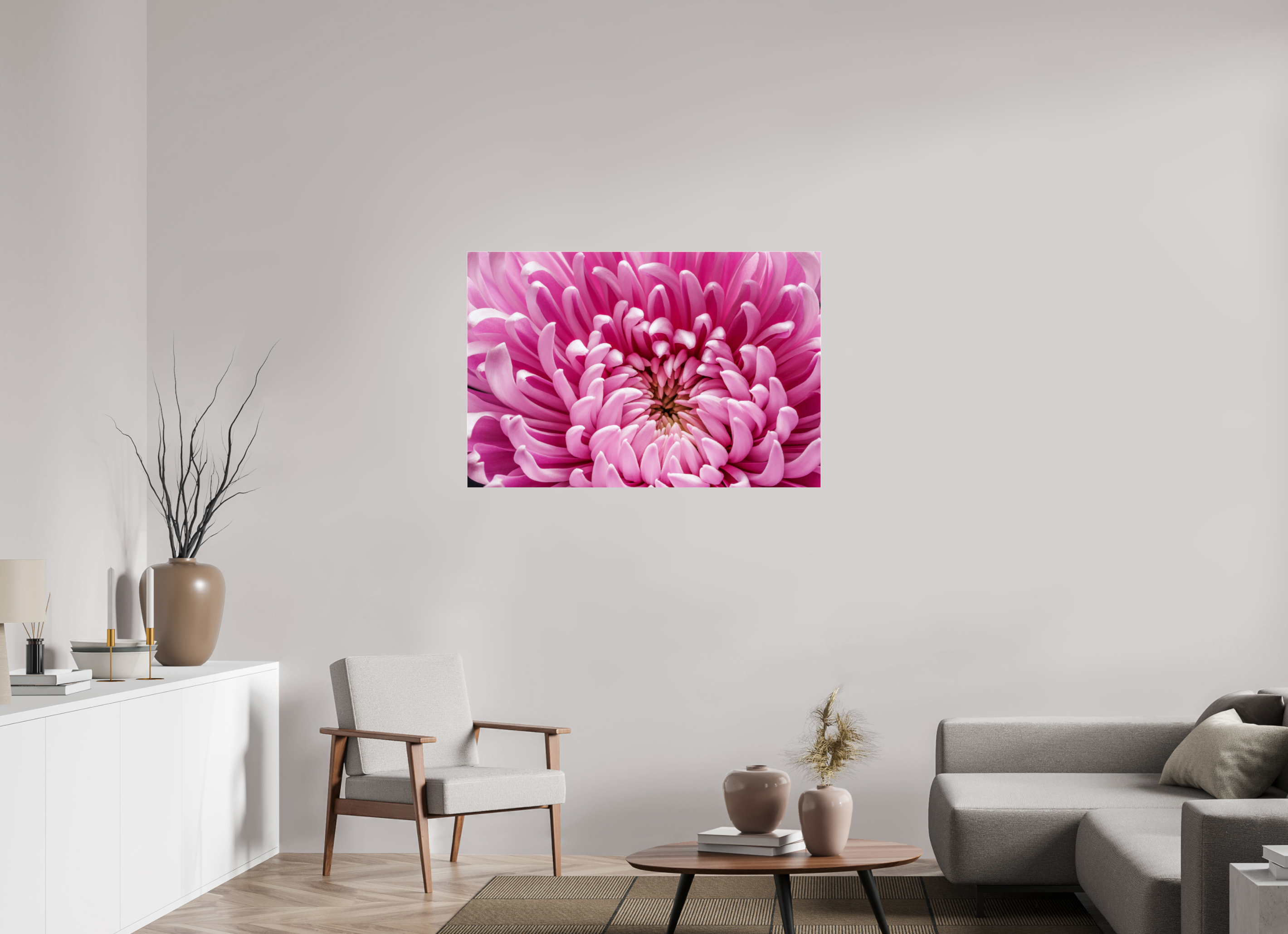 45 x 30″, Photo Print Under Acrylic Glass Pink Chrysanthemum Flower