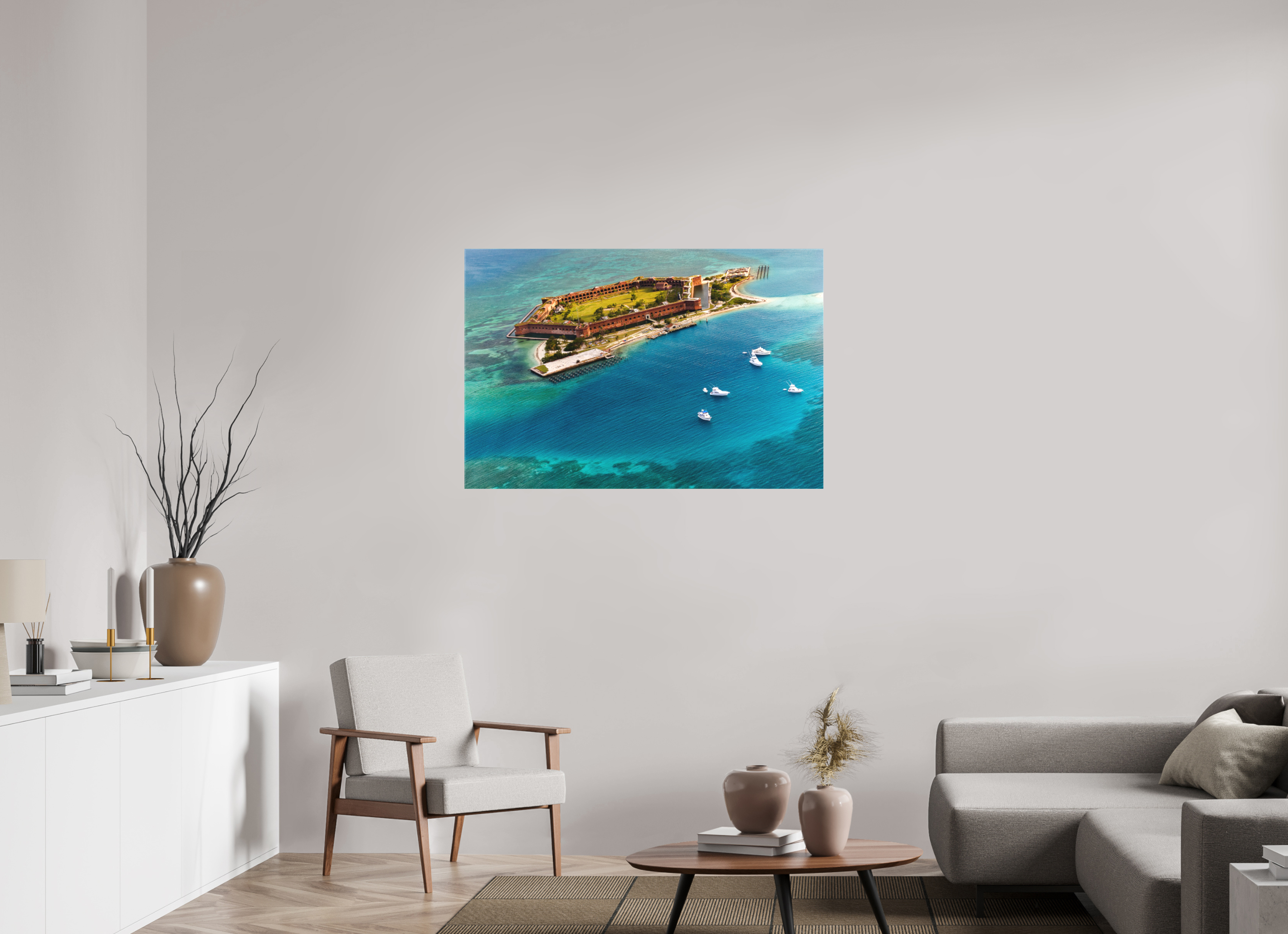 45 x 30″, Matte Canvas on Stretcher Frame 1.57 Fort Jefferson from Above — Dry Tortugas, Florida Keys