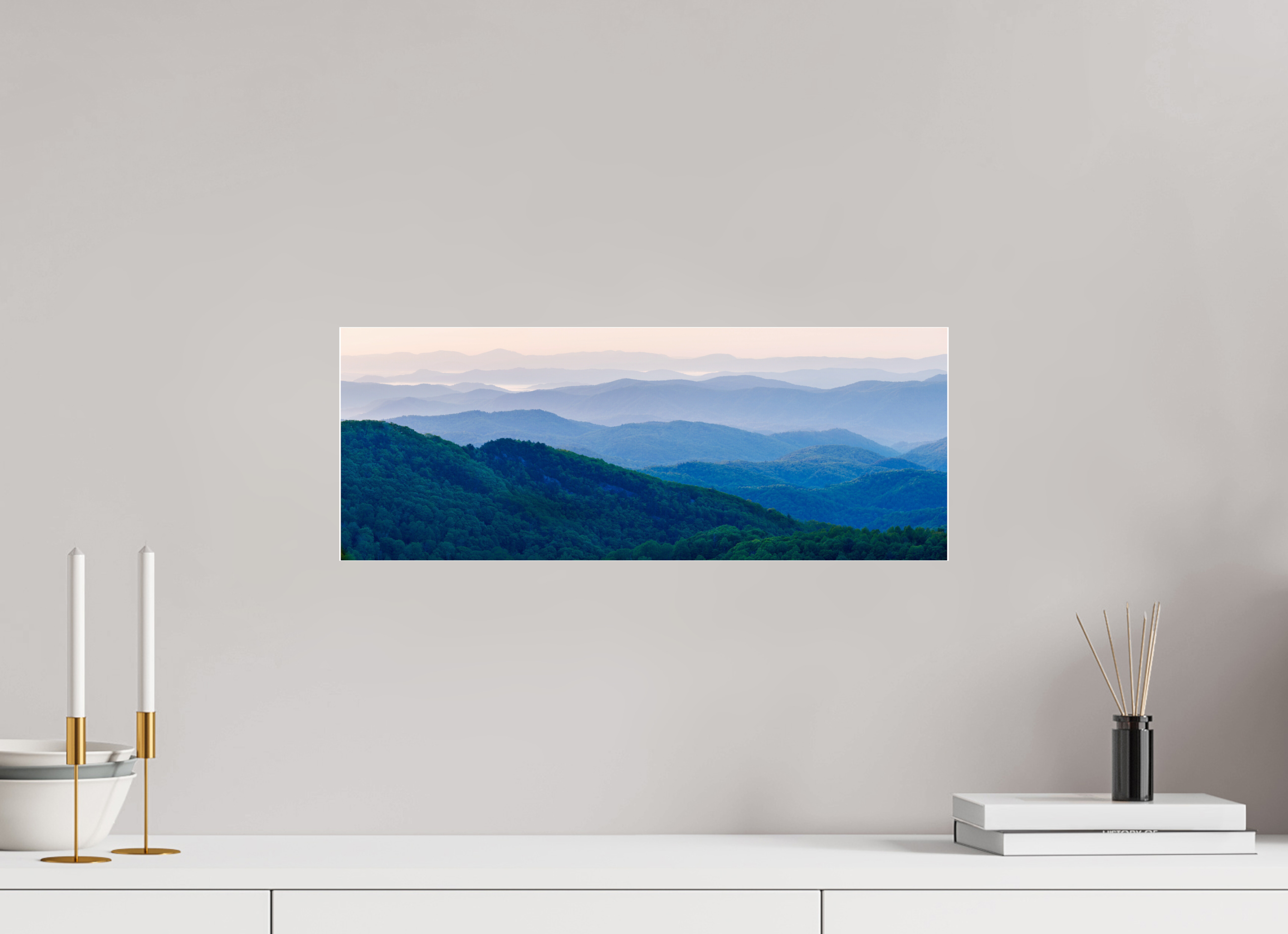 20.8 x 8″, Photo Print Under Acrylic Glass Blue Ridge Mountains