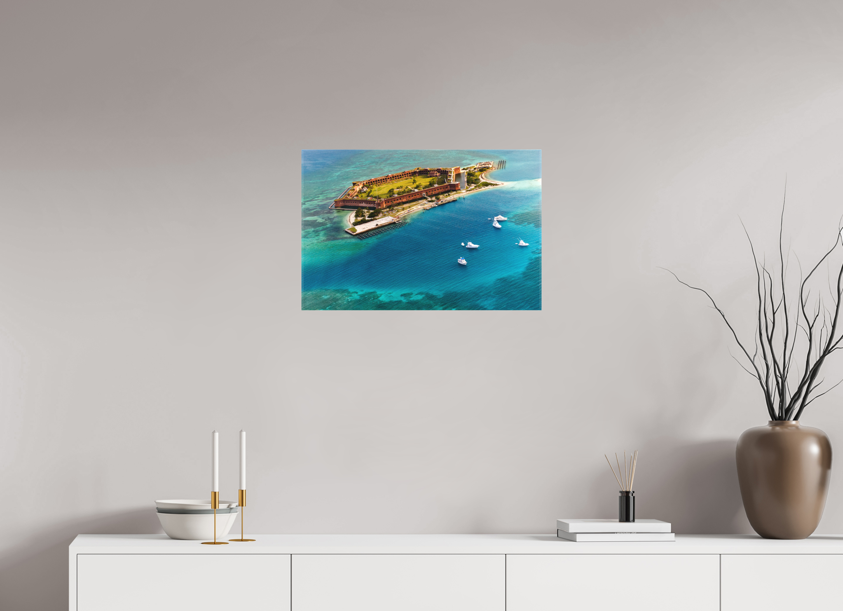 24 x 16″, Matte Canvas on Stretcher Frame 1.57 Fort Jefferson from Above — Dry Tortugas, Florida Keys