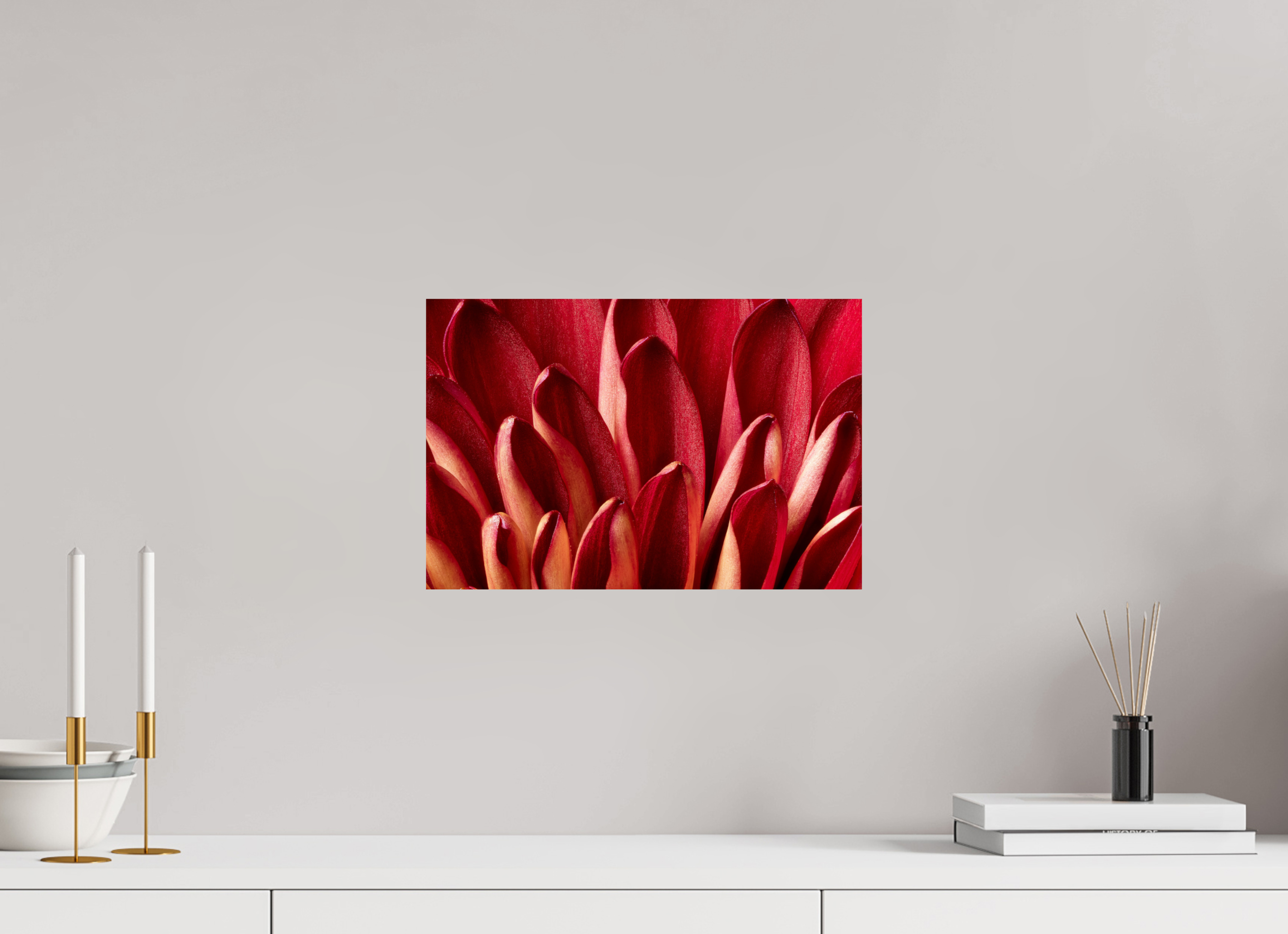 15 x 10″, ChromaLuxe HD Metal Print Red Mums Petals