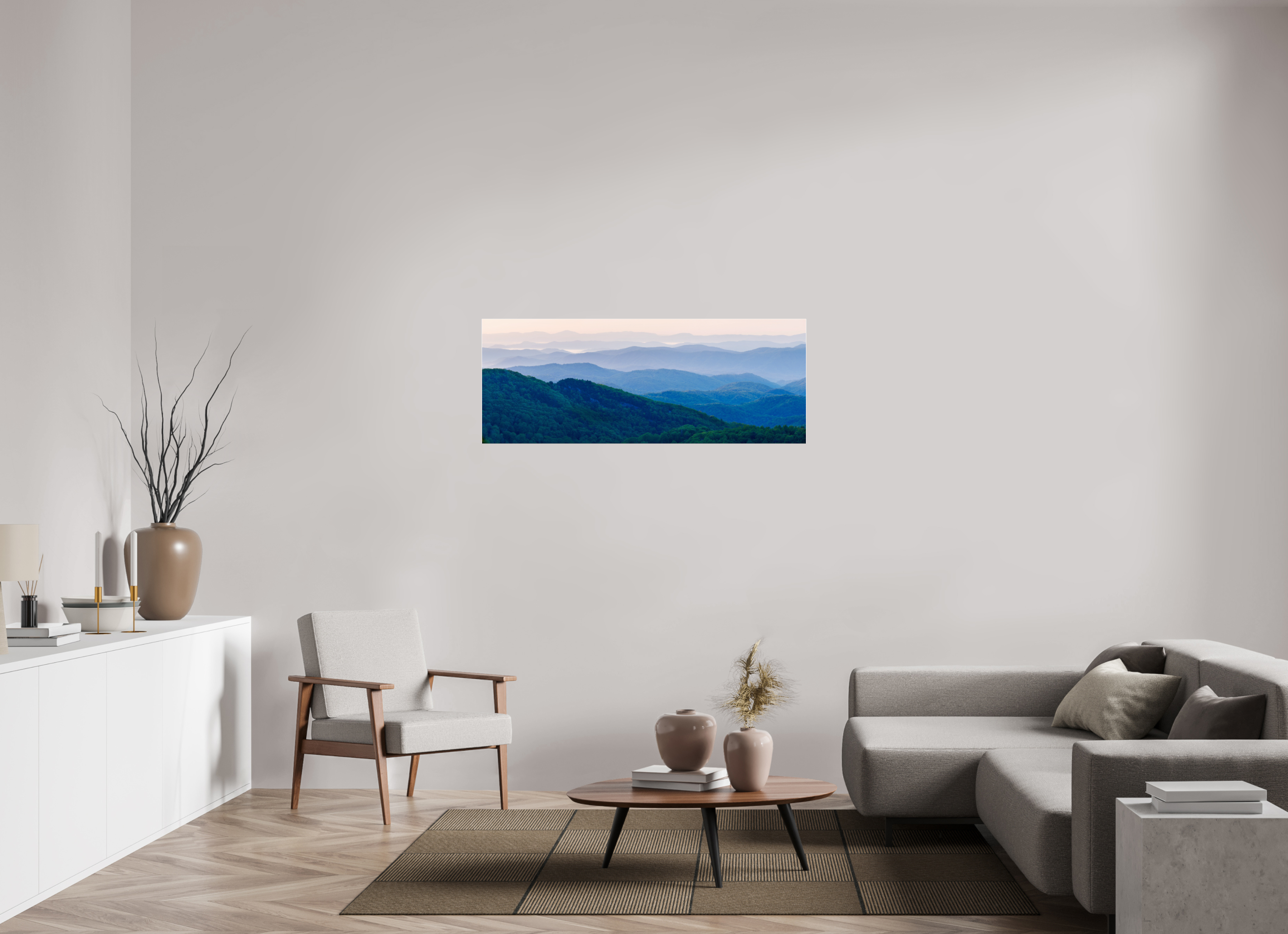 52 x 20″, Photo Print Under Acrylic Glass Blue Ridge Mountains