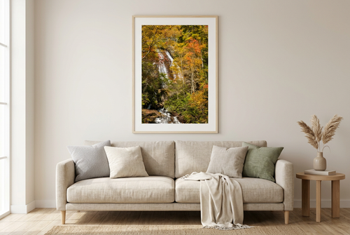 Anna Ruby Falls in Autumn in a warm living room
