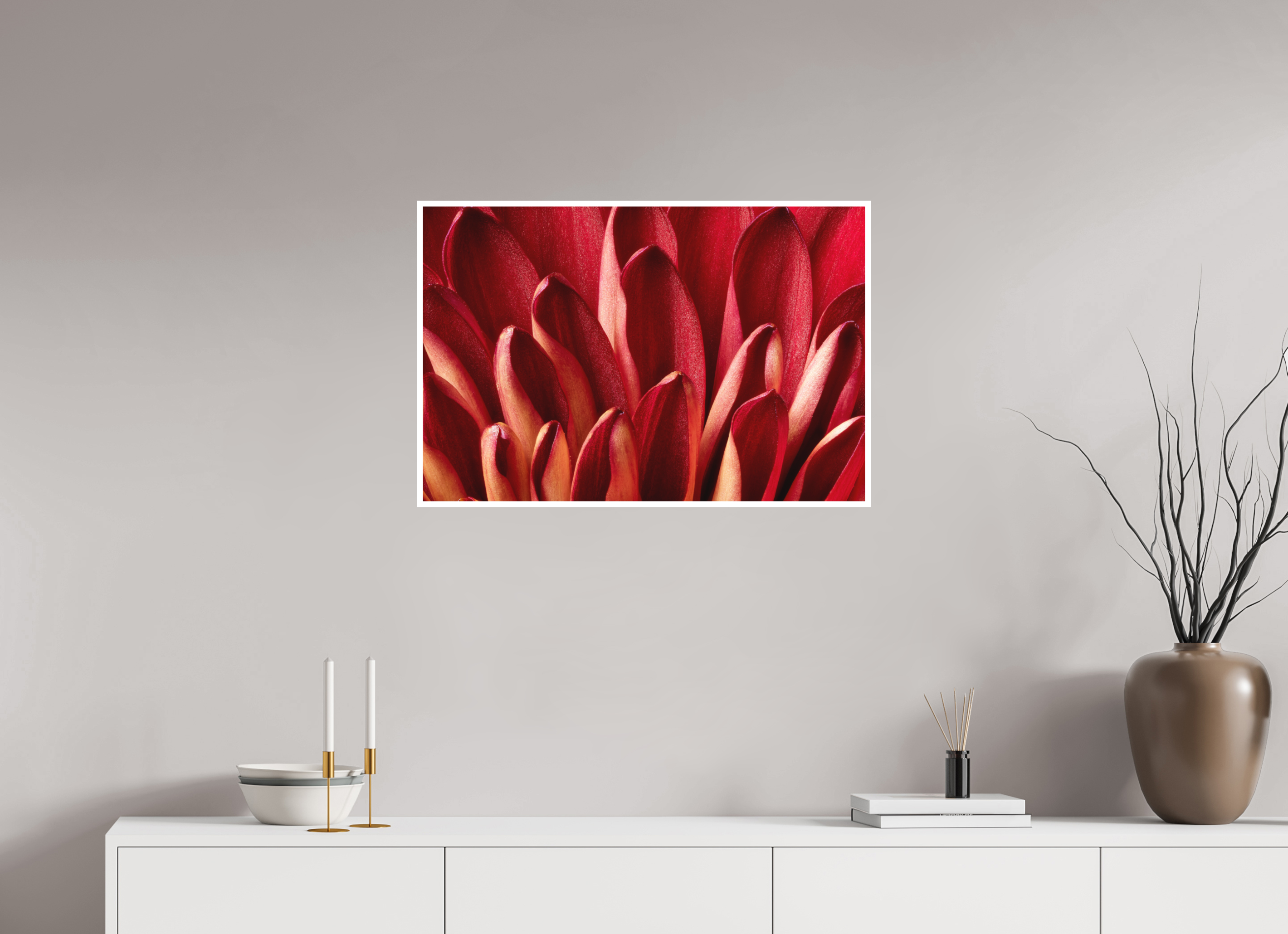 30 x 20″, Fine Art Print Red Mums Petals