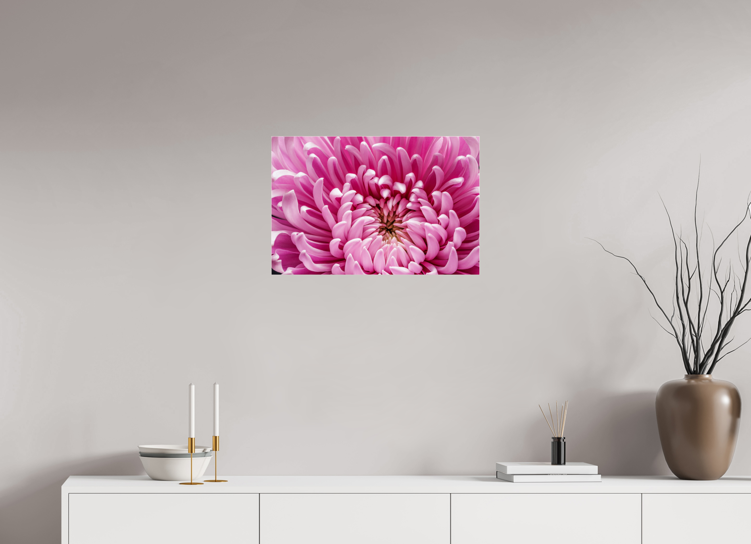 24 x 16″, Photo Print Under Acrylic Glass Pink Chrysanthemum Flower