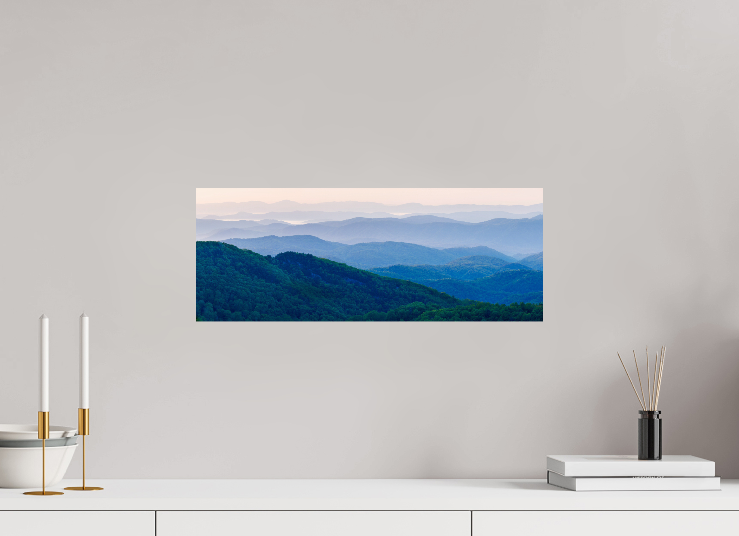 20.8 x 8″, ChromaLuxe HD Metal Print Blue Ridge Mountains