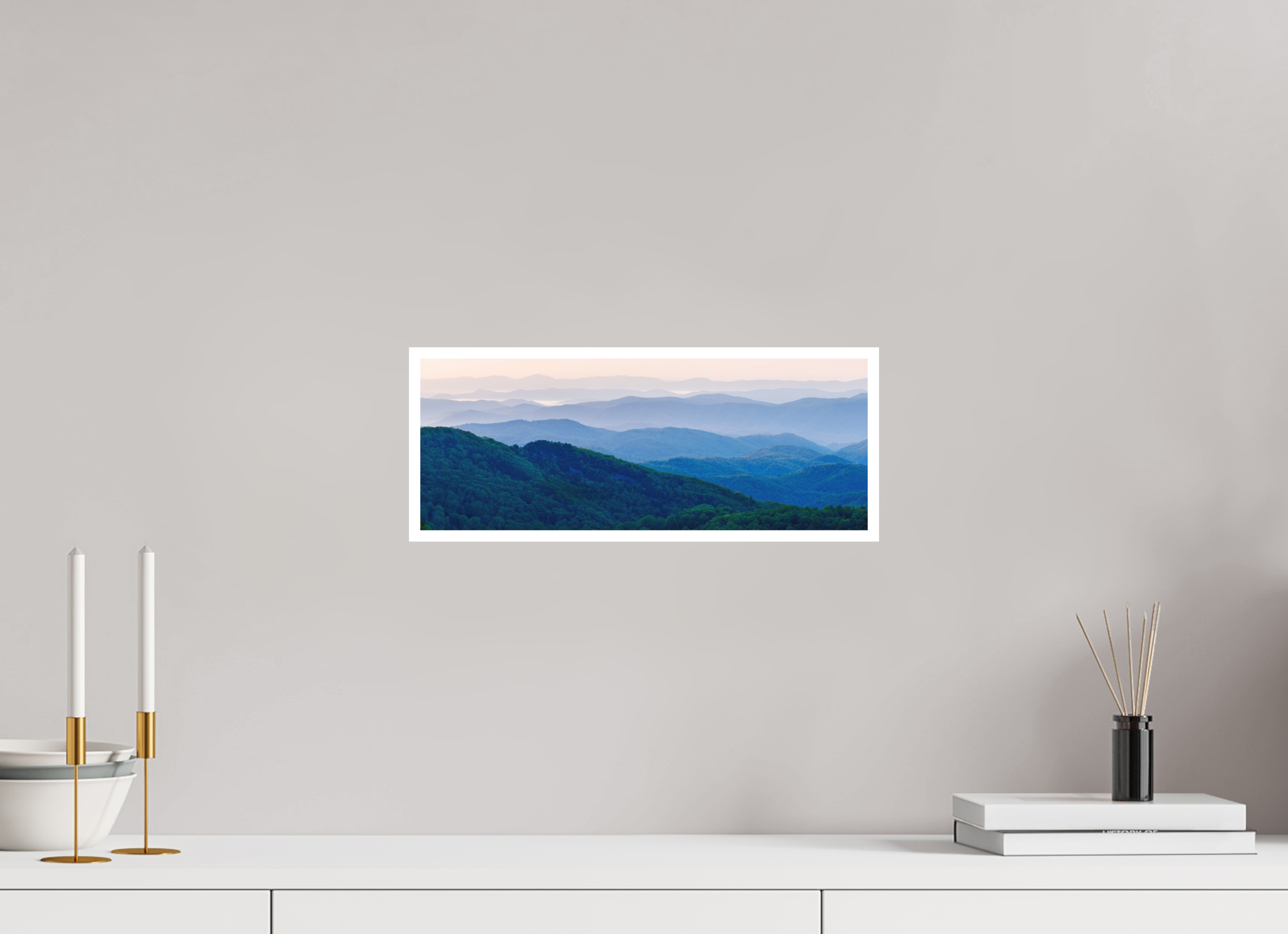 15.6 x 6″, Fine Art Print - Giclee Blue Ridge Mountains at Dawn — Panoramic