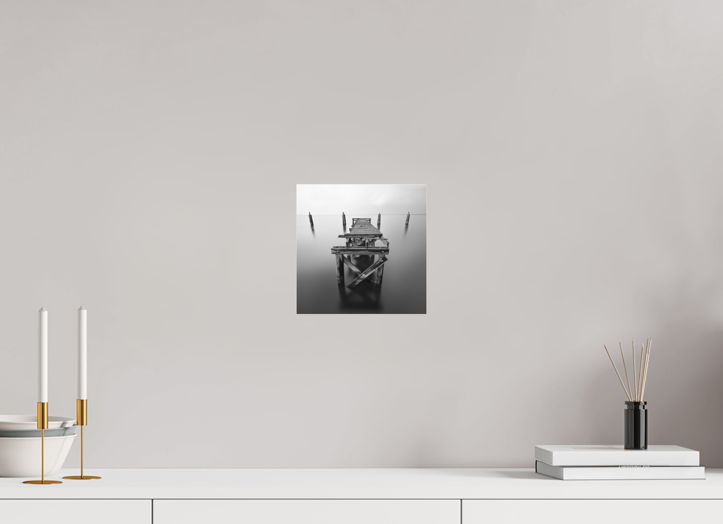 8 x 8″, Ilford BW Photo Print Under Acrylic Glass Lonely Dock — Black & White Fine Art Photography