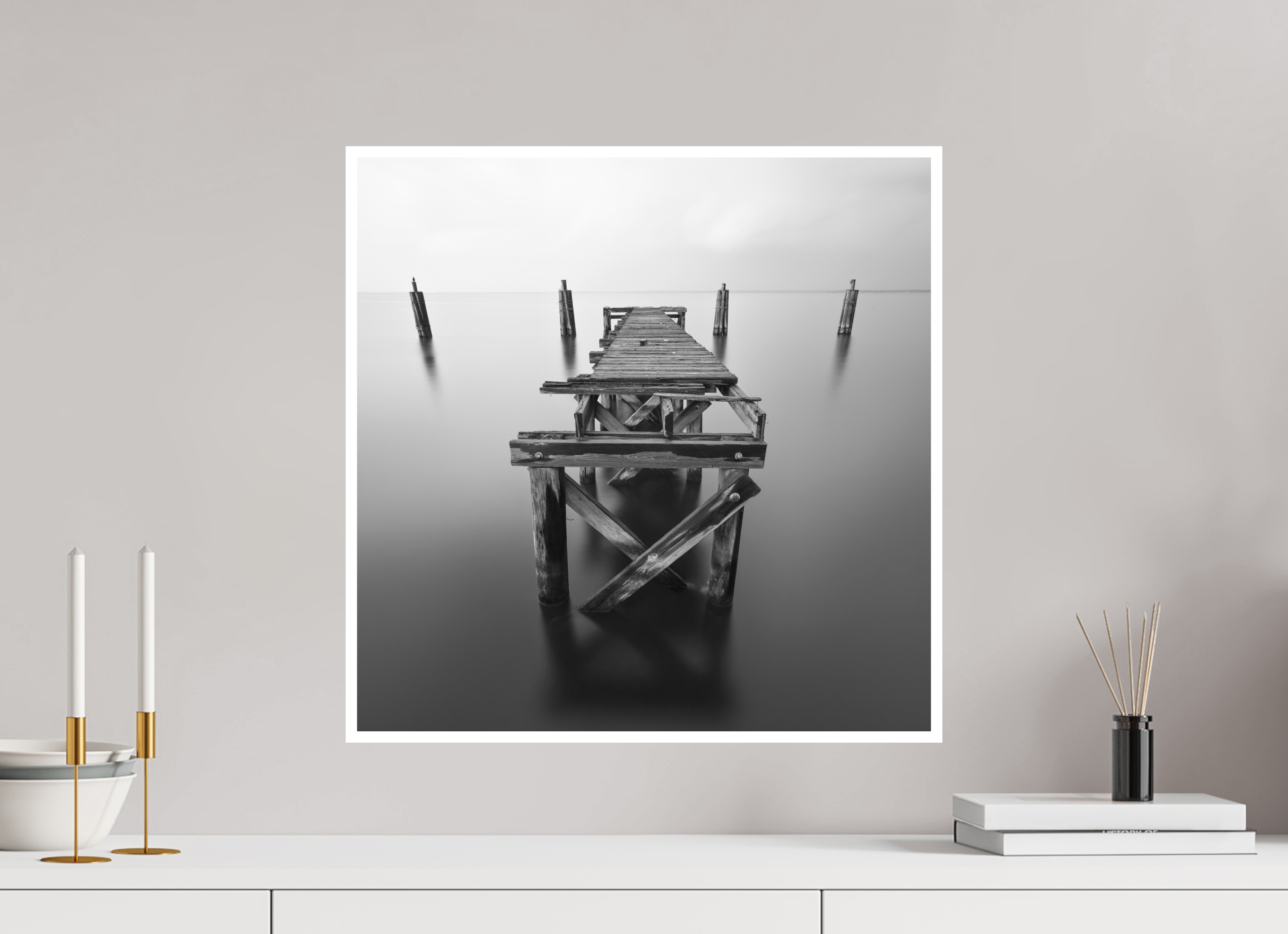 20 x 20″, Fine Art Print Lonely Dock — Black & White Fine Art Photography