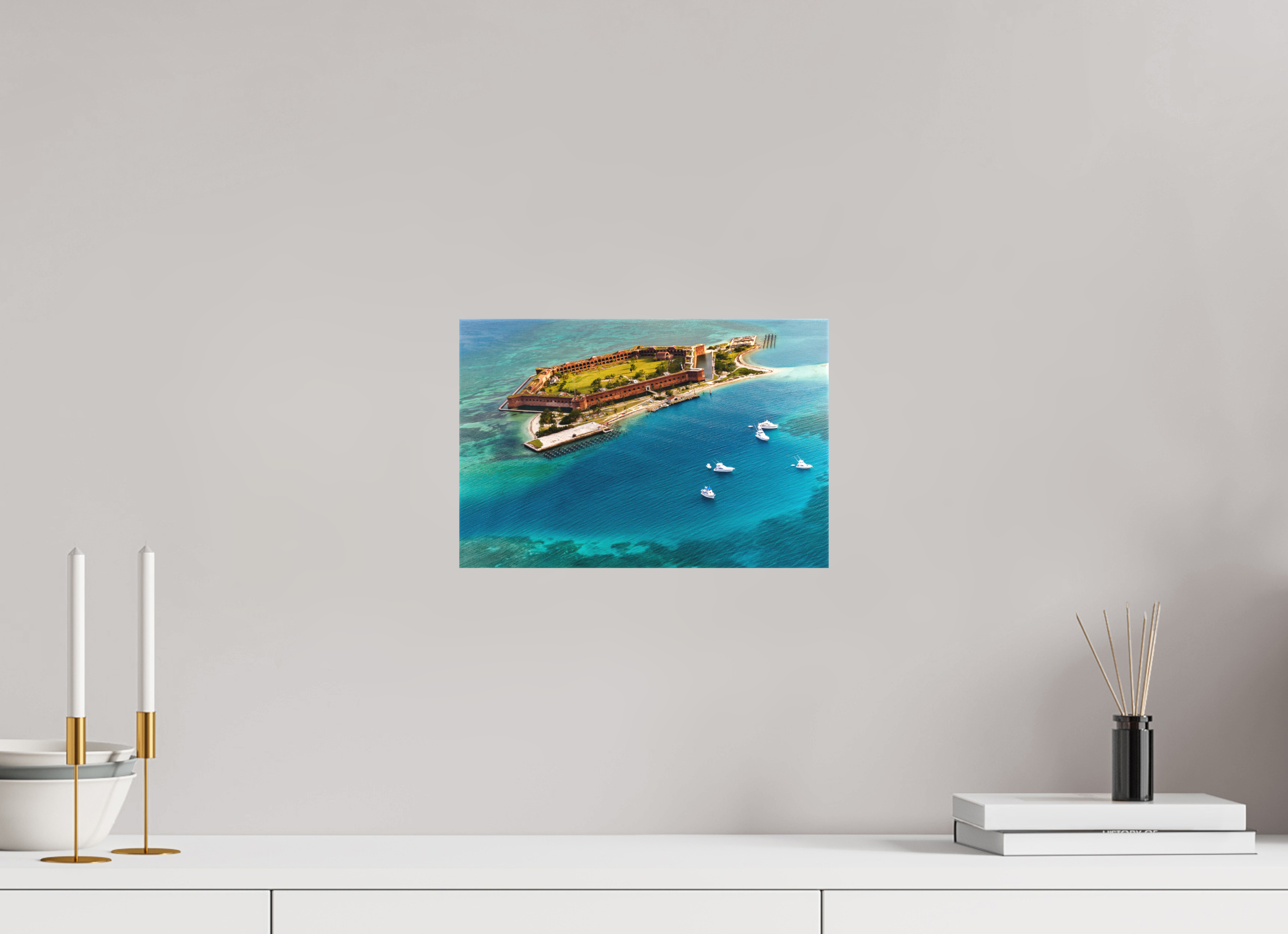 12 x 8″, Matte Canvas on Stretcher Frame 1.57 Fort Jefferson from Above — Dry Tortugas, Florida Keys