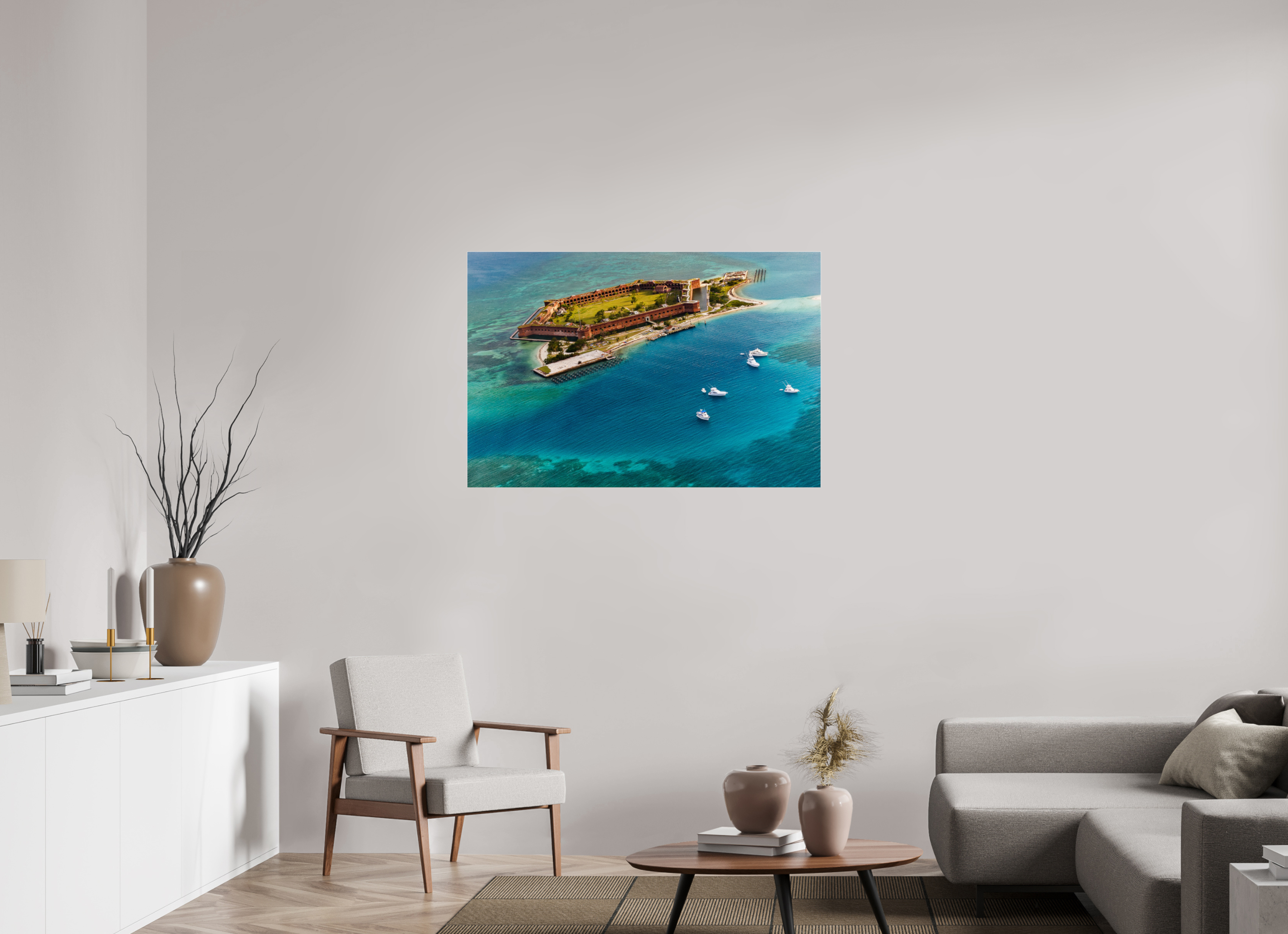 45 x 30″, Photo Print Under Acrylic Glass Fort Jefferson from Above — Dry Tortugas, Florida Keys