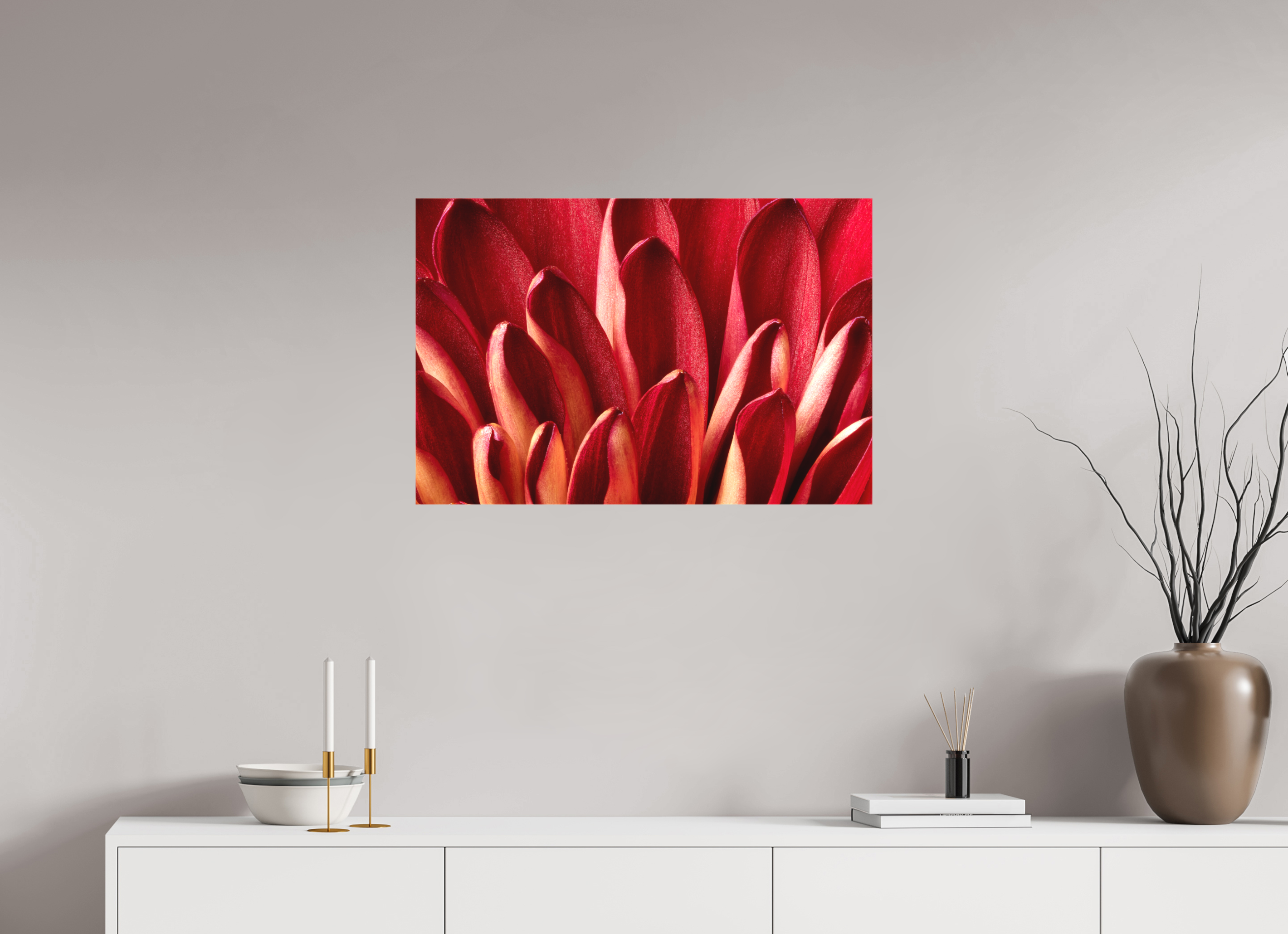 30 x 20″, Matte Canvas on Stretcher Frame 1.57 Red Mums Petals