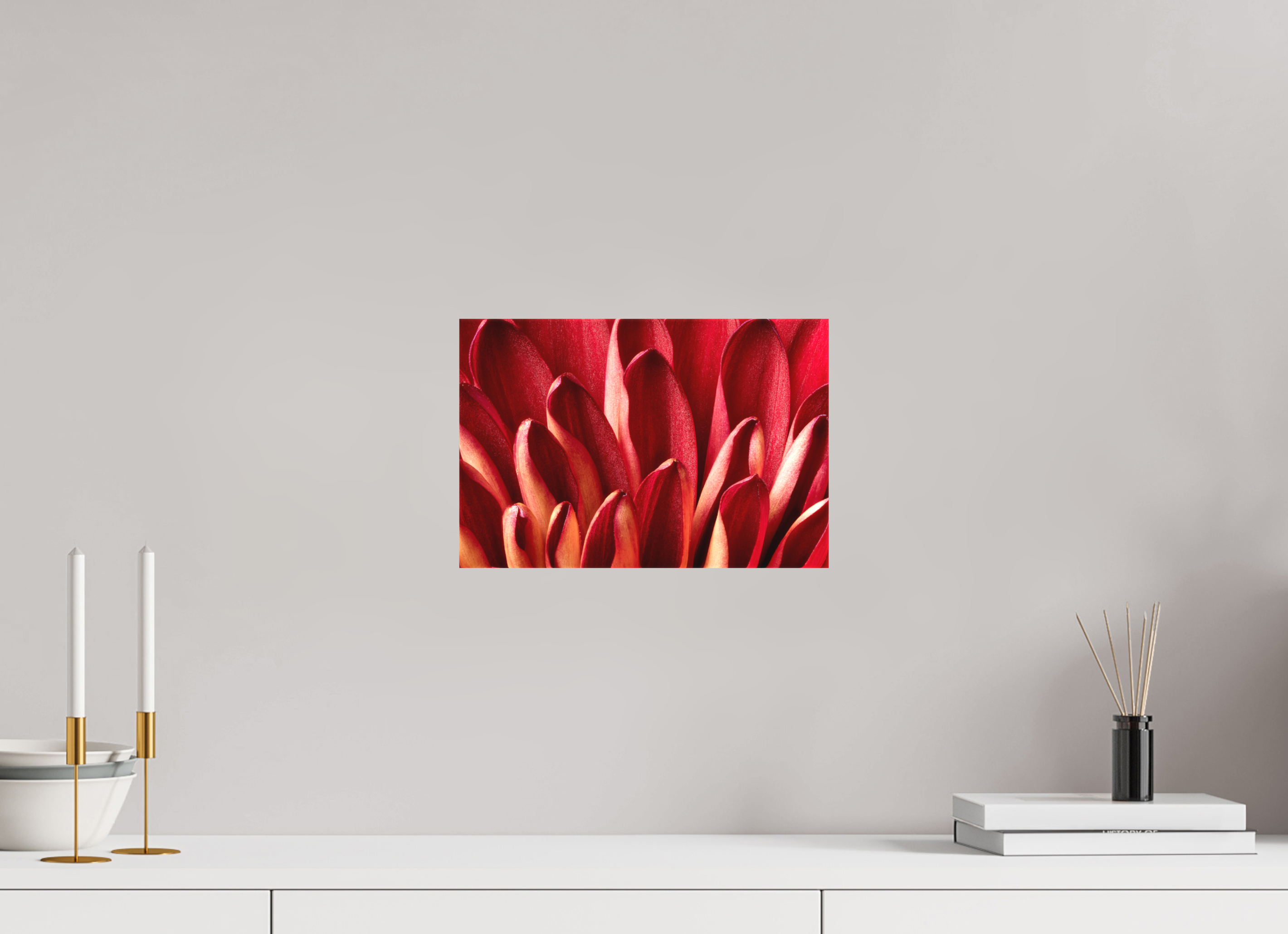 12 x 8″, Matte Canvas on Stretcher Frame 1.57 Red Mums Petals