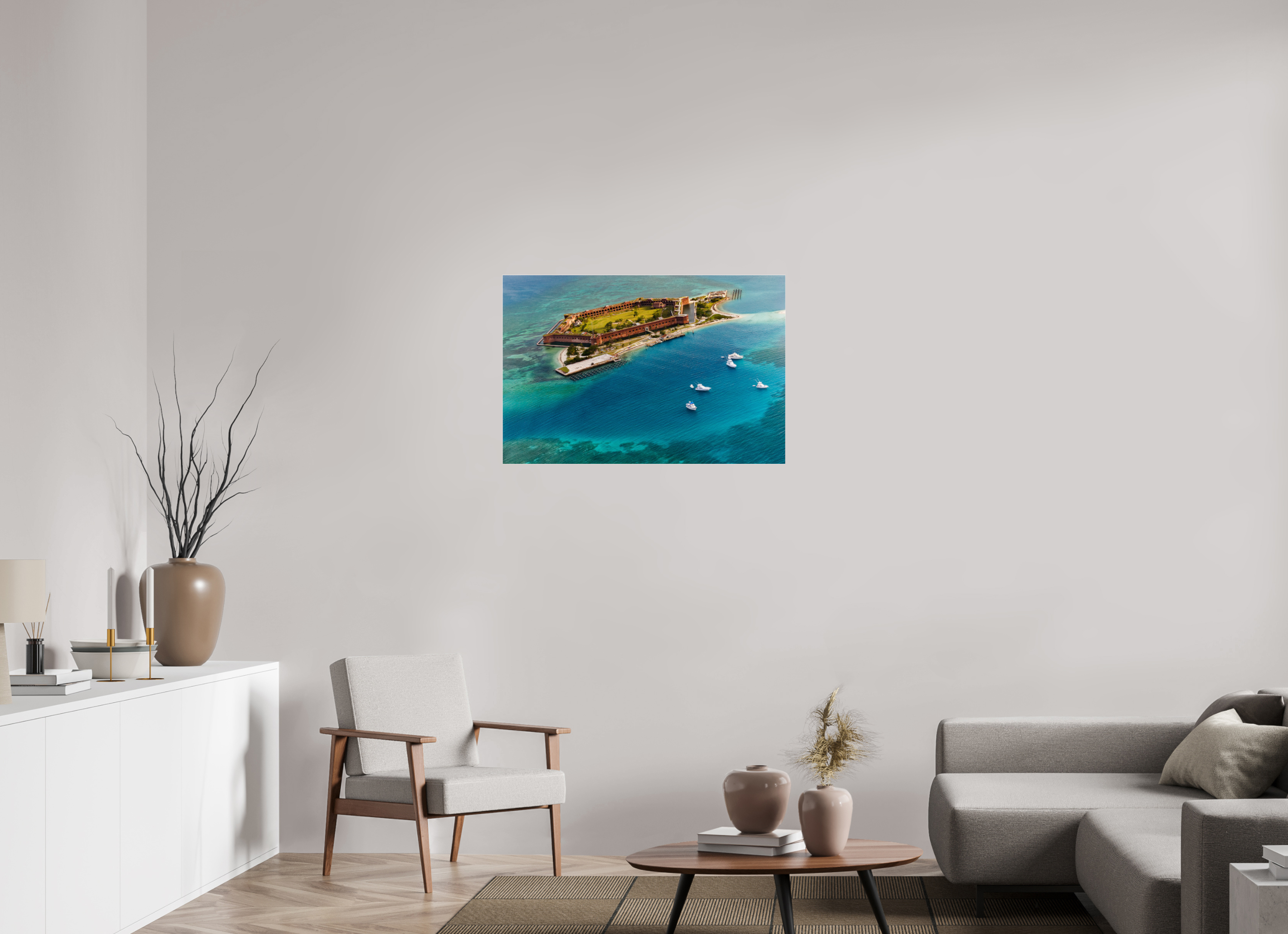 36 x 24″, Photo Print Under Acrylic Glass Fort Jefferson from Above — Dry Tortugas, Florida Keys