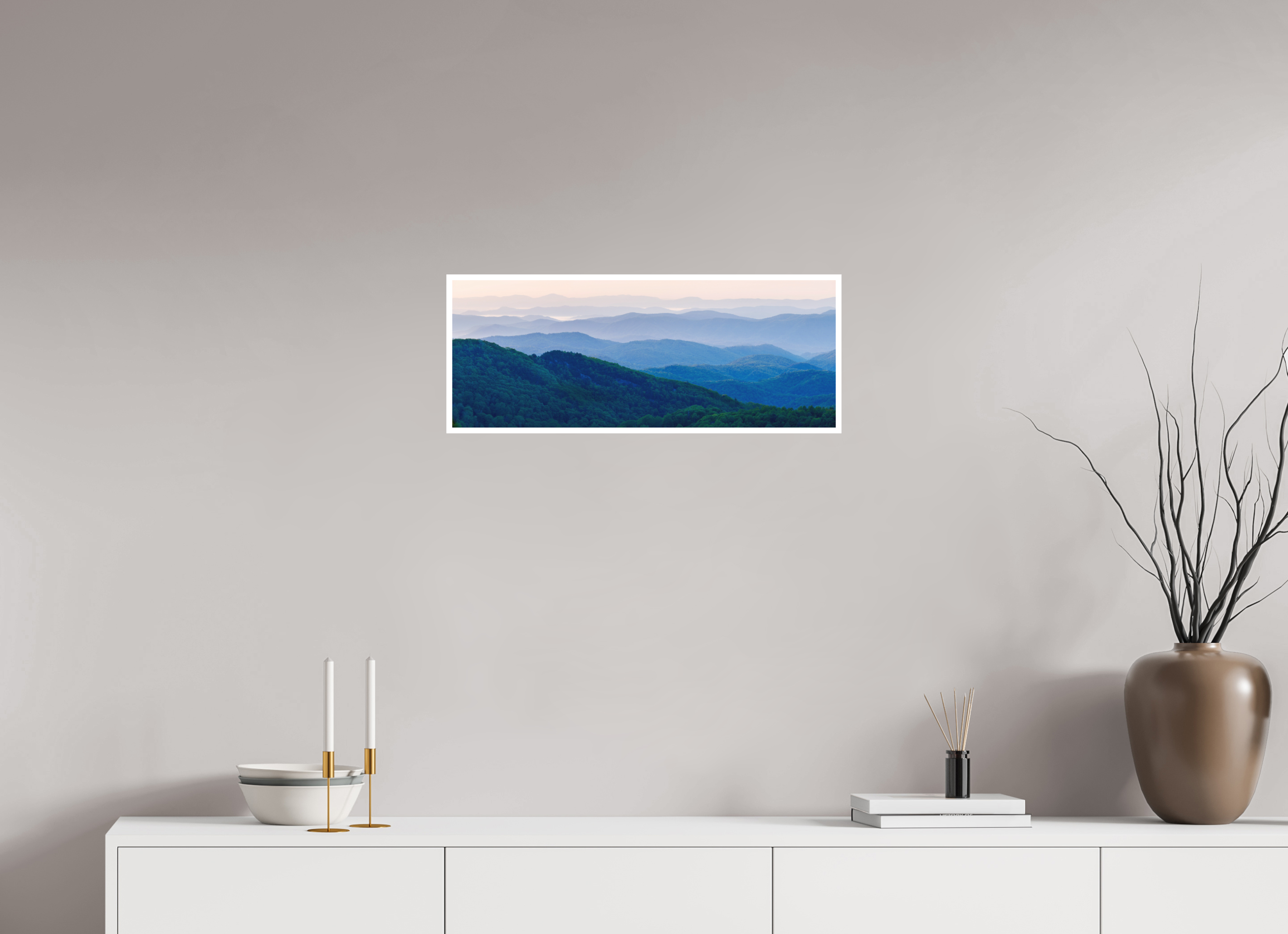 26 x 10″, Fine Art Print - Giclee Blue Ridge Mountains at Dawn — Panoramic