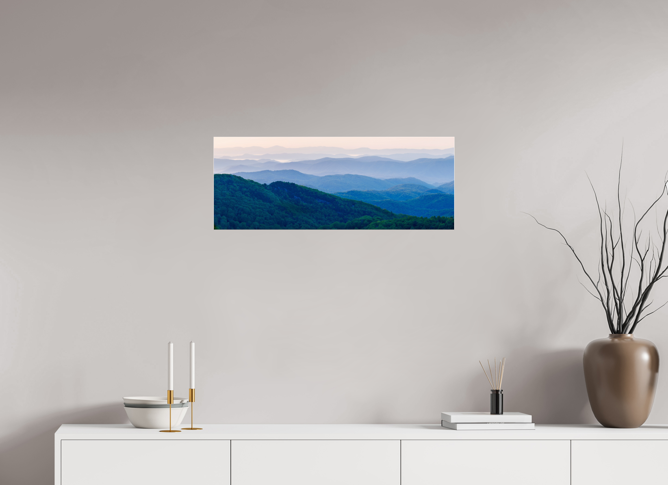 31.2 x 12″, Photo Print Under Acrylic Glass Blue Ridge Mountains