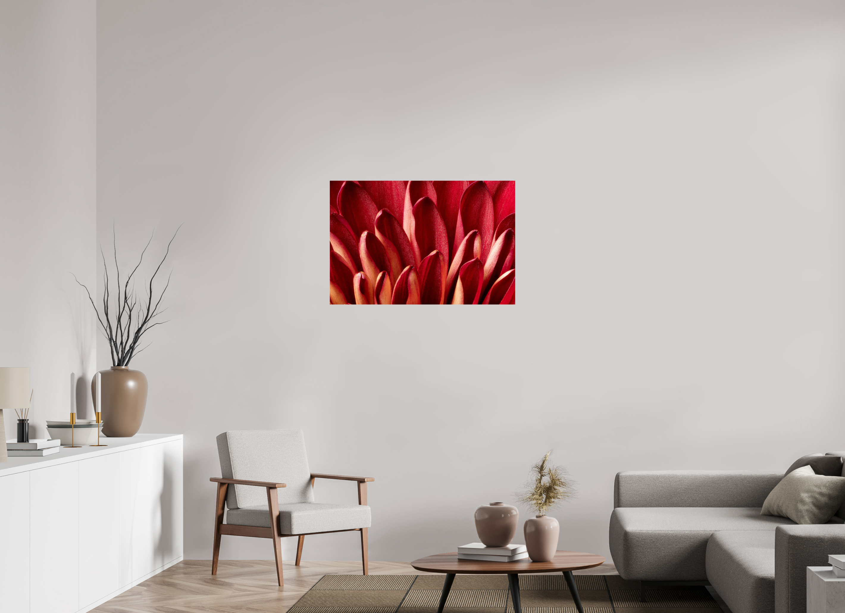36 x 24″, ChromaLuxe HD Metal Print Red Mums Petals