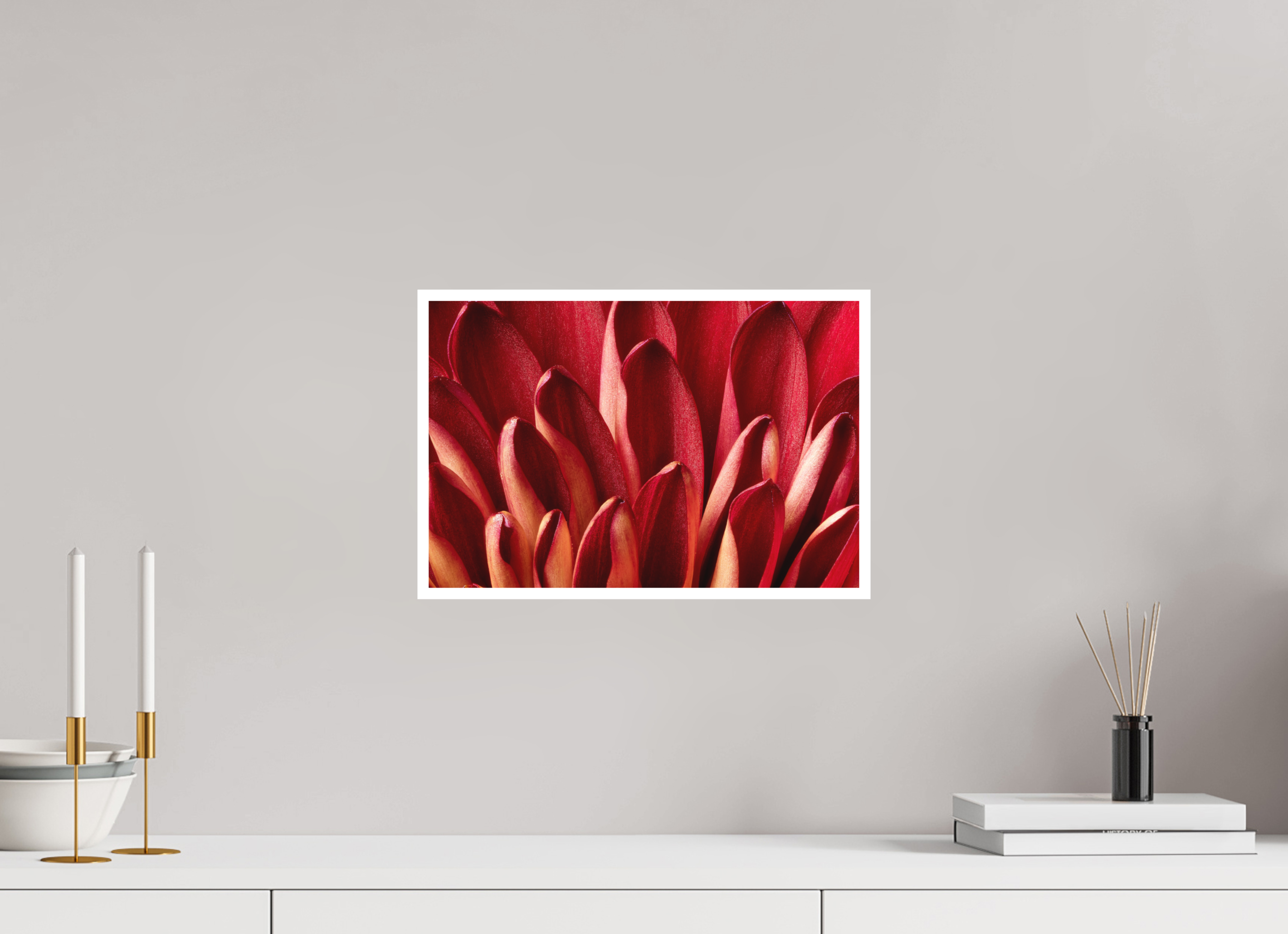 15 x 10″, Fine Art Print Red Mums Petals
