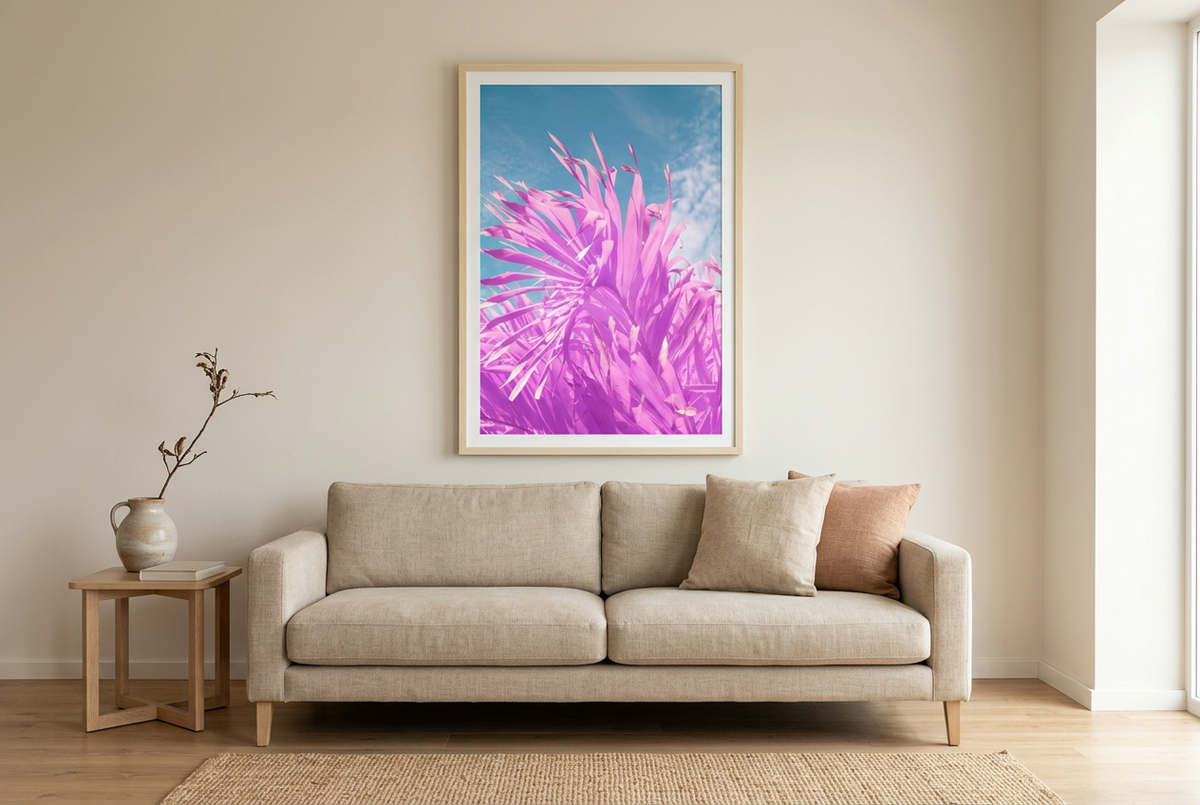 Infrared palm photograph in a warm living room