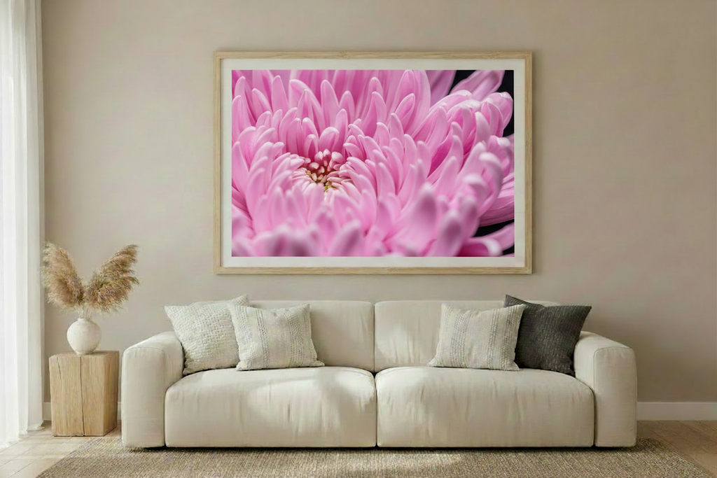 Pink Chrysanthemum — Living Room Mockup