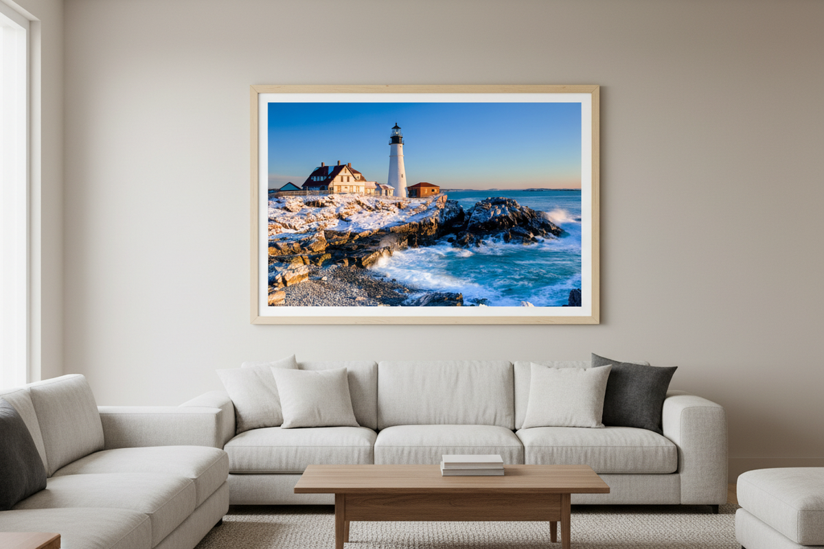 Portland Head Light — Living Room Mockup