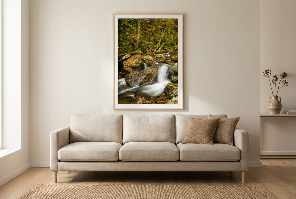 Small Water Fall in Autumn in a warm living room