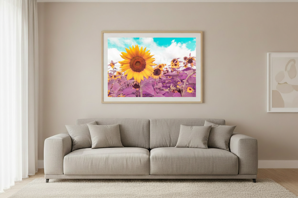 Sunflower in Infrared — Living Room Mockup