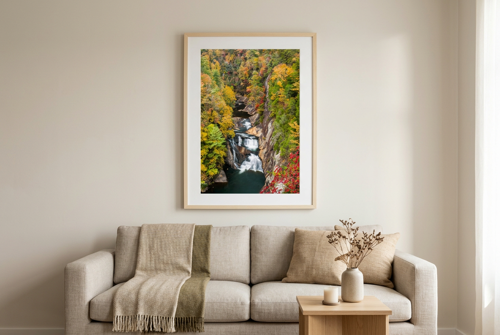 Tallulah Gorge waterfalls in a warm living room