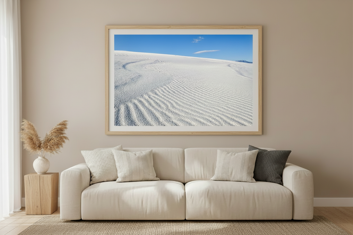 White Sands — Natural Wood Frame Mockup